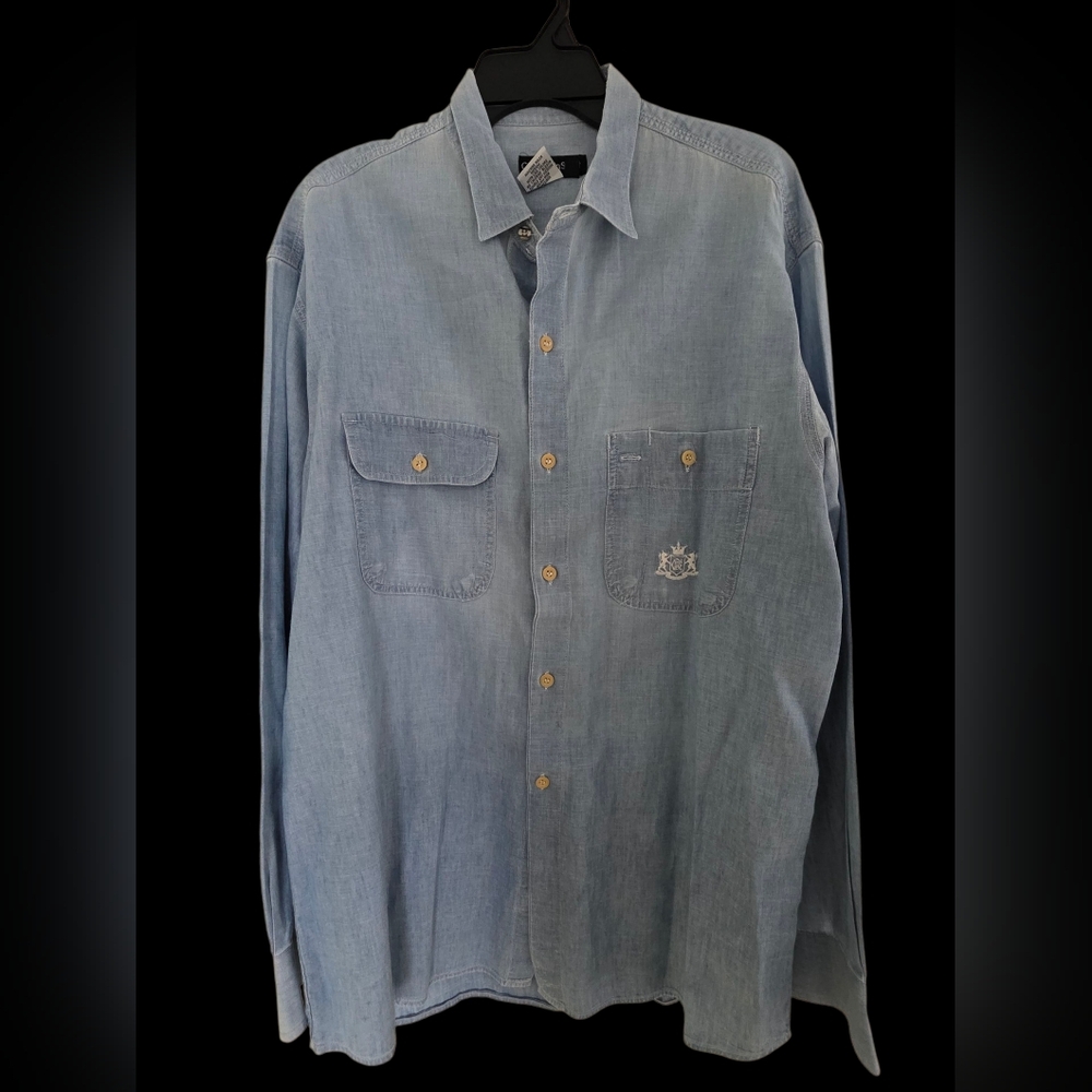 Calvin Klein Sport Denim Casual Button Down Long Sleeve Shirt Size Large